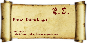 Macz Dorottya névjegykártya